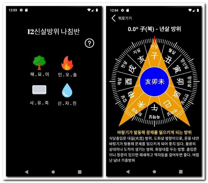 12신살 방위 나침반